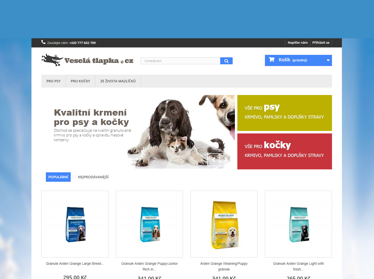 Historická e-shopová realizace Veselá tlapka