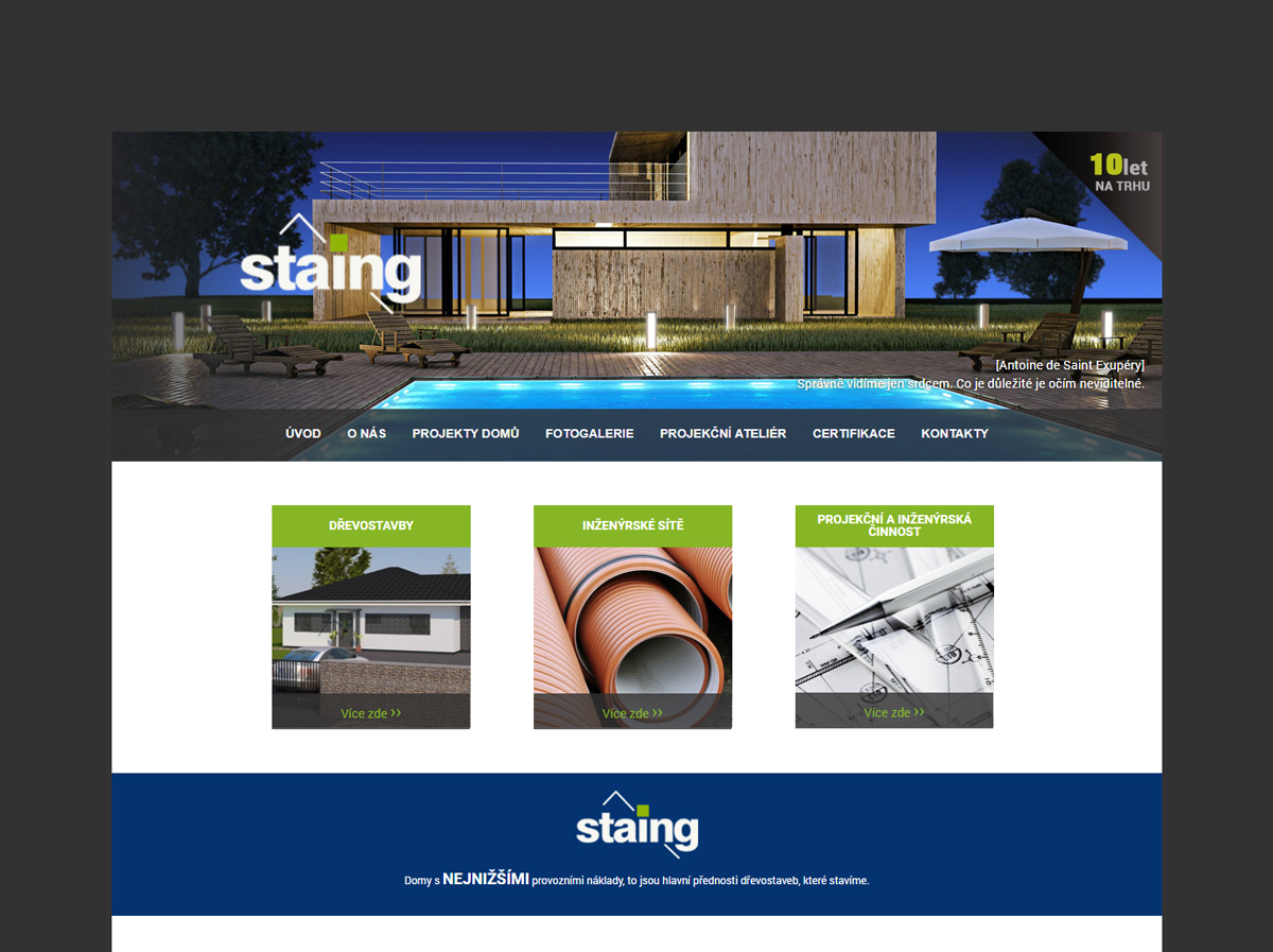 Stavební firma Staing - vytvoření webových stránek