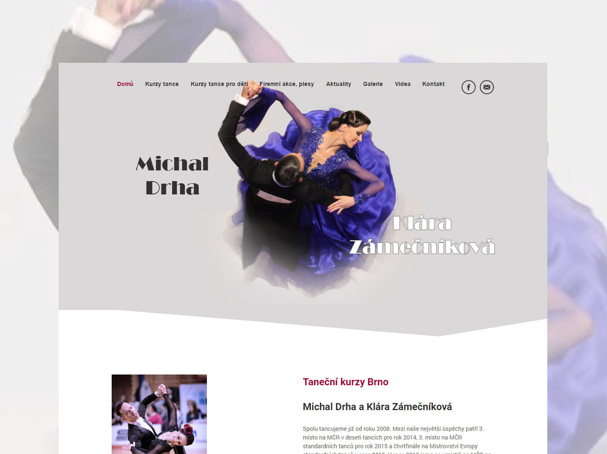 Webové stránky prezentující taneční kurzy v Brně