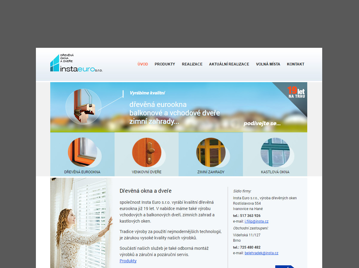 Webové stránky pro výrobce dřevěných oken a dveří